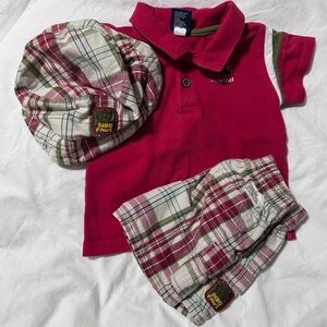 Red and Green Kids Shirt & Cap Set